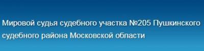 Судебный участок №205 мирового судьи Пушкинского судебного района МО